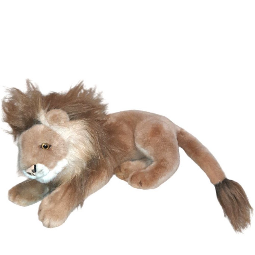 A&A Plush Brown Lion Laying Stuffed Animal Toy 15"